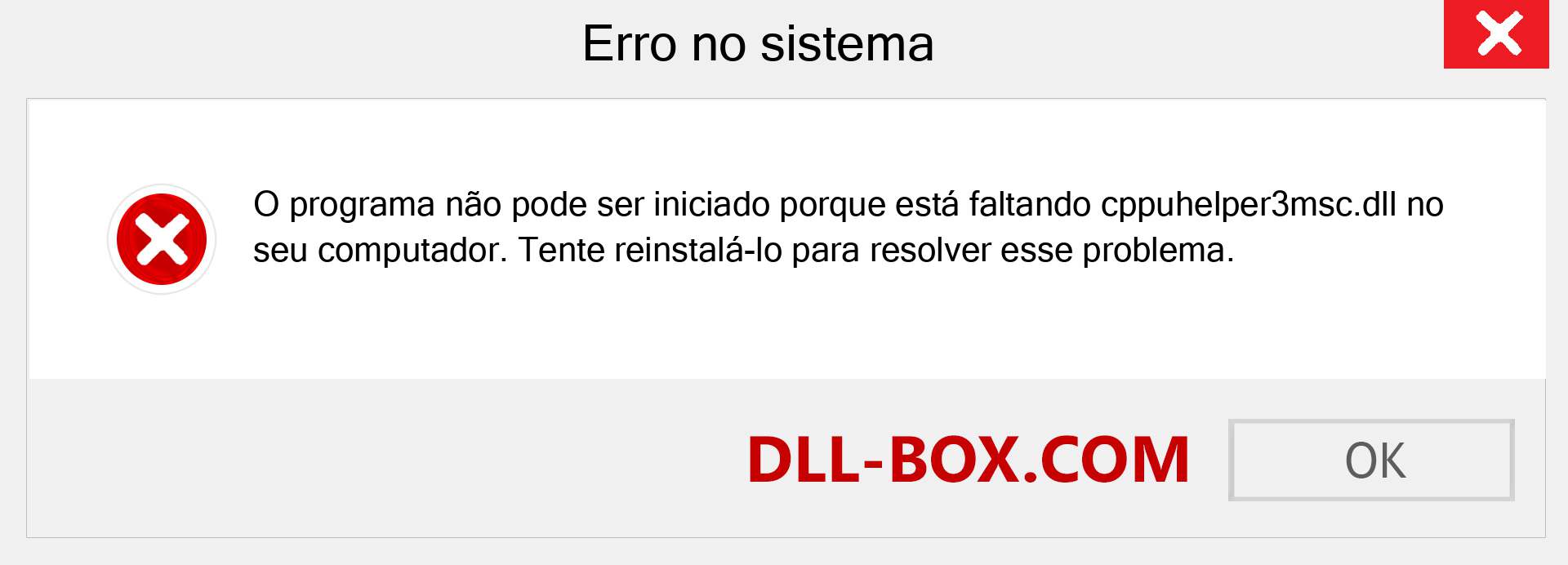 Arquivo cppuhelper3msc.dll ausente ?. Download para Windows 7, 8, 10 - Correção de erro ausente cppuhelper3msc dll no Windows, fotos, imagens